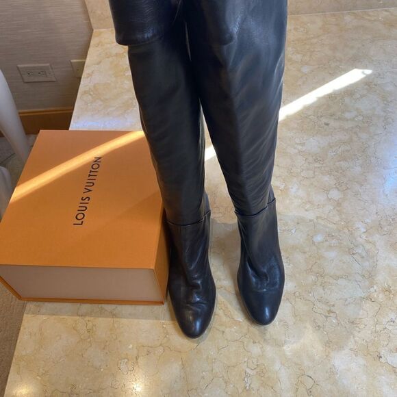 Vicini tall over the knee black leather boots size 40 - Picture 1 of 16